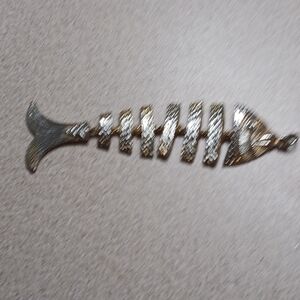 Gold and Silver Fish Skeleton Pendant